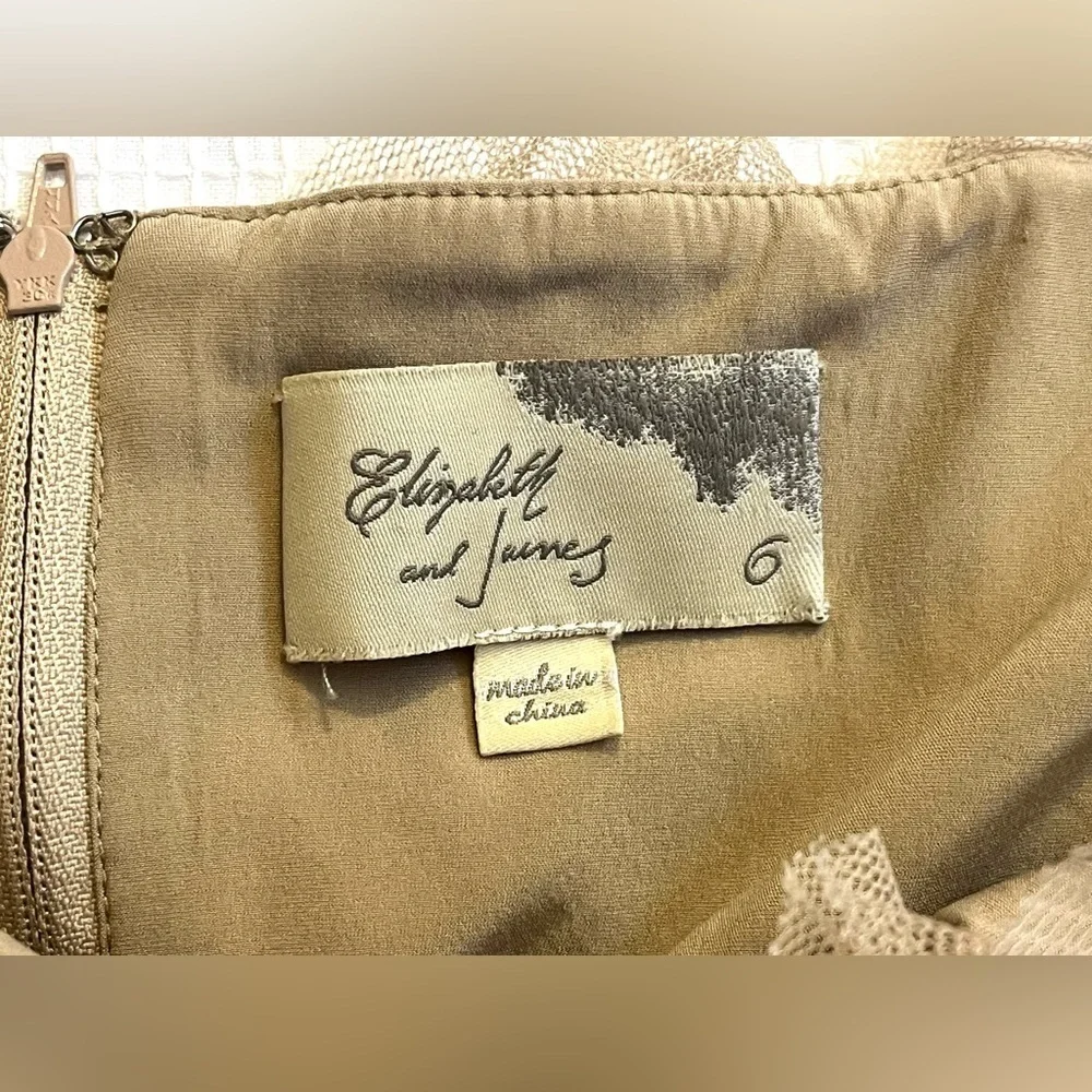 Elizabeth and James Elegant Black and Tan Strapless Wool Lace Mini Dress Size 6 - Picture 9 of 16